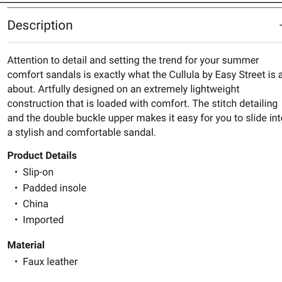 Cullula Sandals by Easy Street, w/ Adjustable Buckle, Comfort Design, 7.5 Wide - Picture 7 of 9